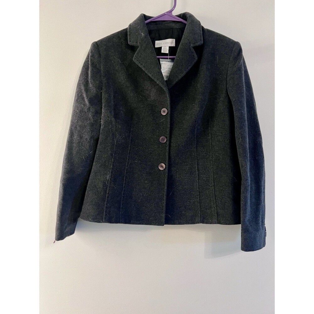 charcoal grey Petite Sophisticate wool-blend blazer